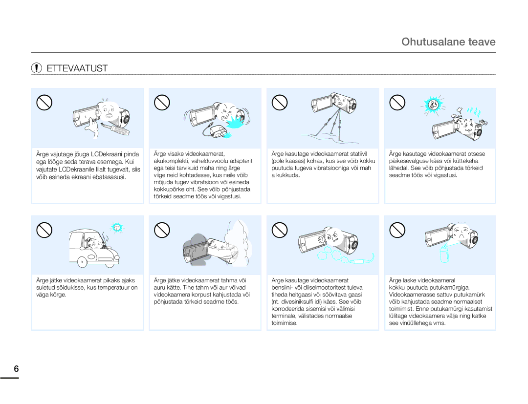 Samsung HMX-Q10BP/EDC manual Ettevaatust 