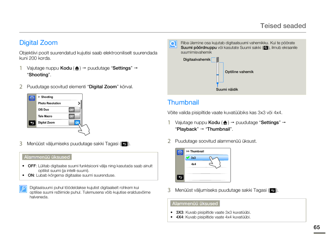 Samsung HMX-Q10BP/EDC manual Digital Zoom, Thumbnail 