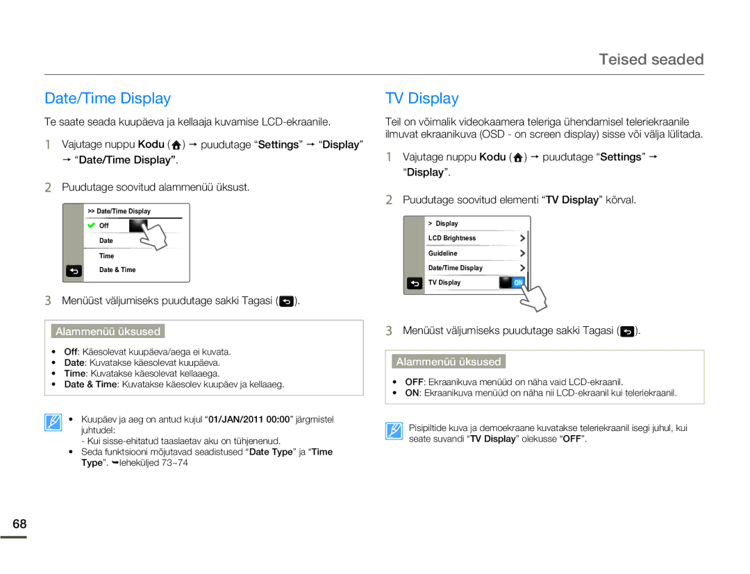 Samsung HMX-Q10BP/EDC manual Date/Time Display, TV Display 