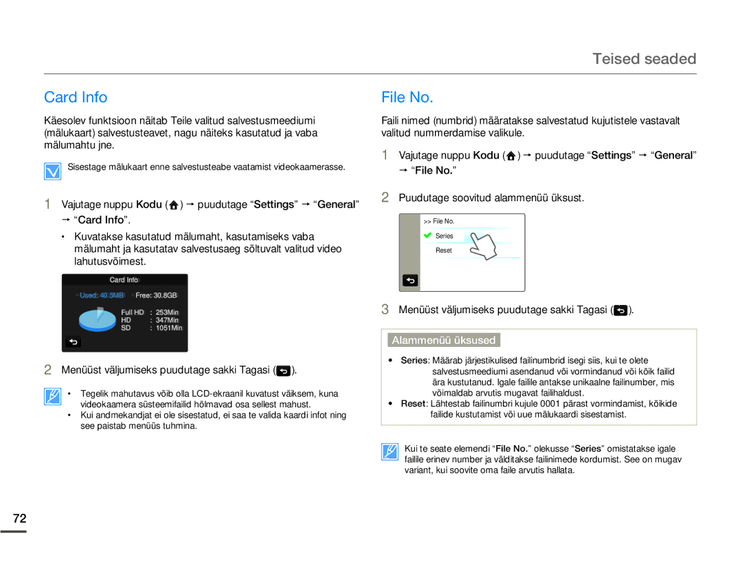 Samsung HMX-Q10BP/EDC manual Card Info, File No 