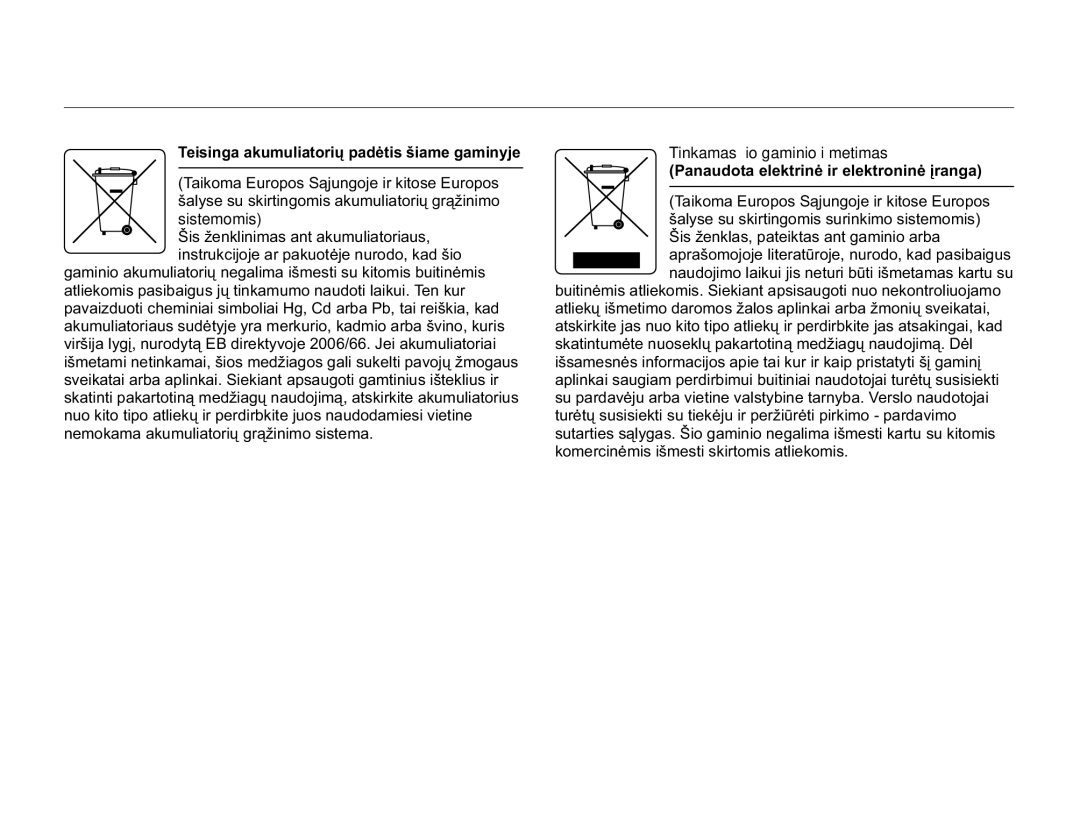 Samsung HMX-Q10BP/EDC manual Tinkamas šio gaminio išmetimas 