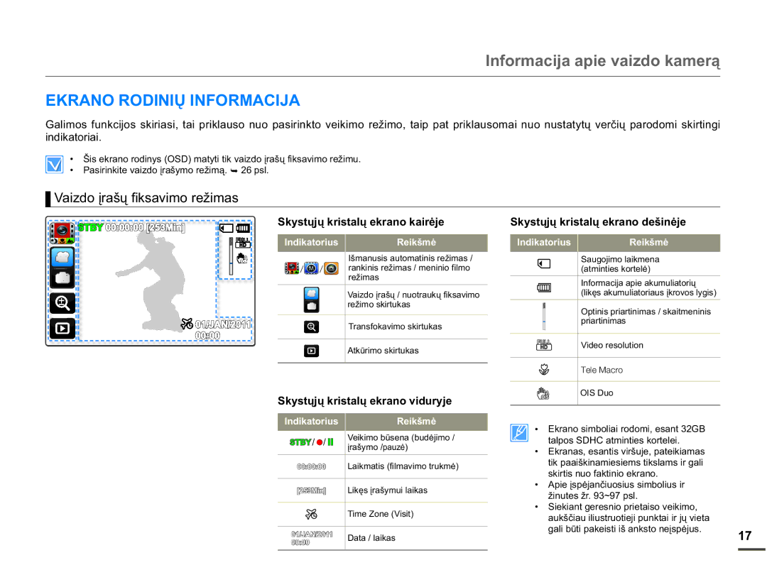 Samsung HMX-Q10BP/EDC manual $1252,1,Ǐ,1250$&,-$, 9DLGRƳUDãǐILNVDYLPRUHåLPDV, 6N\VWǐMǐNULVWDOǐHNUDQRNDLUơMH 