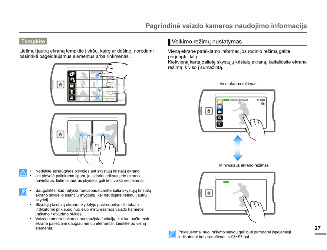 Samsung HMX-Q10BP/EDC manual 9HLNLPRUHåLPǐQXVWDW\PDV, SHUMXQJWLƳNLWą, UHåLPąLãYLVRƳVXPDåLQWą 