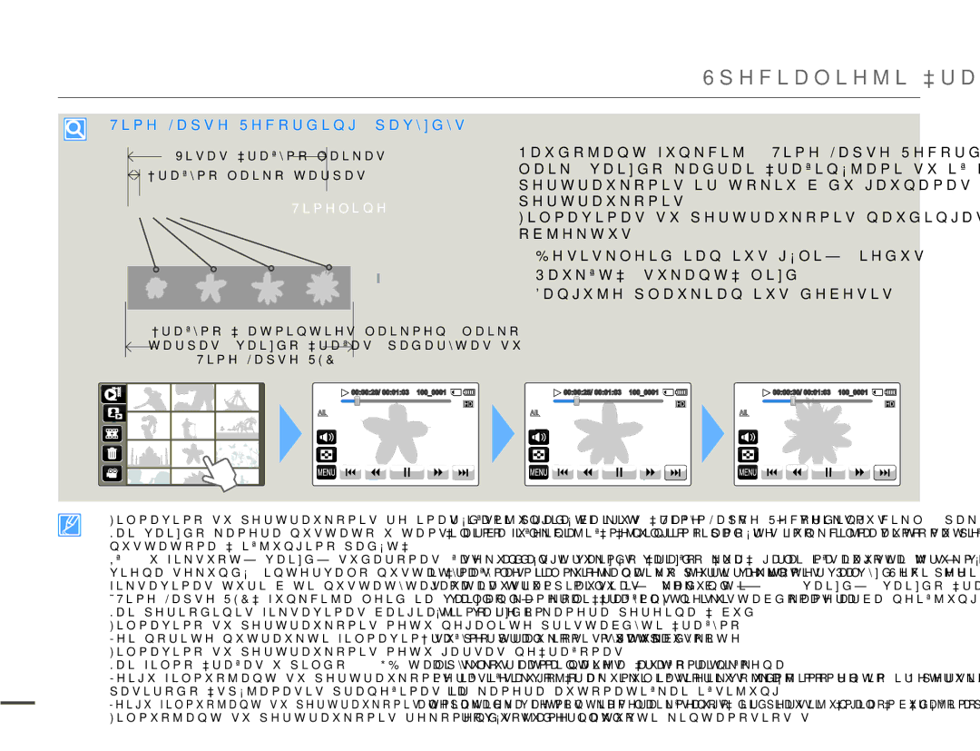 Samsung HMX-Q10BP/EDC manual 6SHFLDOLHMLƳUDãǐHIHNWDL, Shuwudxnrplv, Remhnwxv, 9LVDVƳUDã\PRODLNDV ƲUDã\PRODLNRWDUSDV 