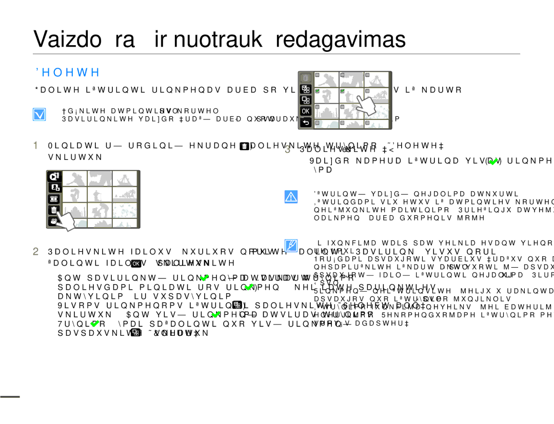 Samsung HMX-Q10BP/EDC manual Vaizdo įrašų ir nuotraukų redagavimas, Hohwh, 3DOLHVNLWH³es´ VNLUWXNą, Pd 