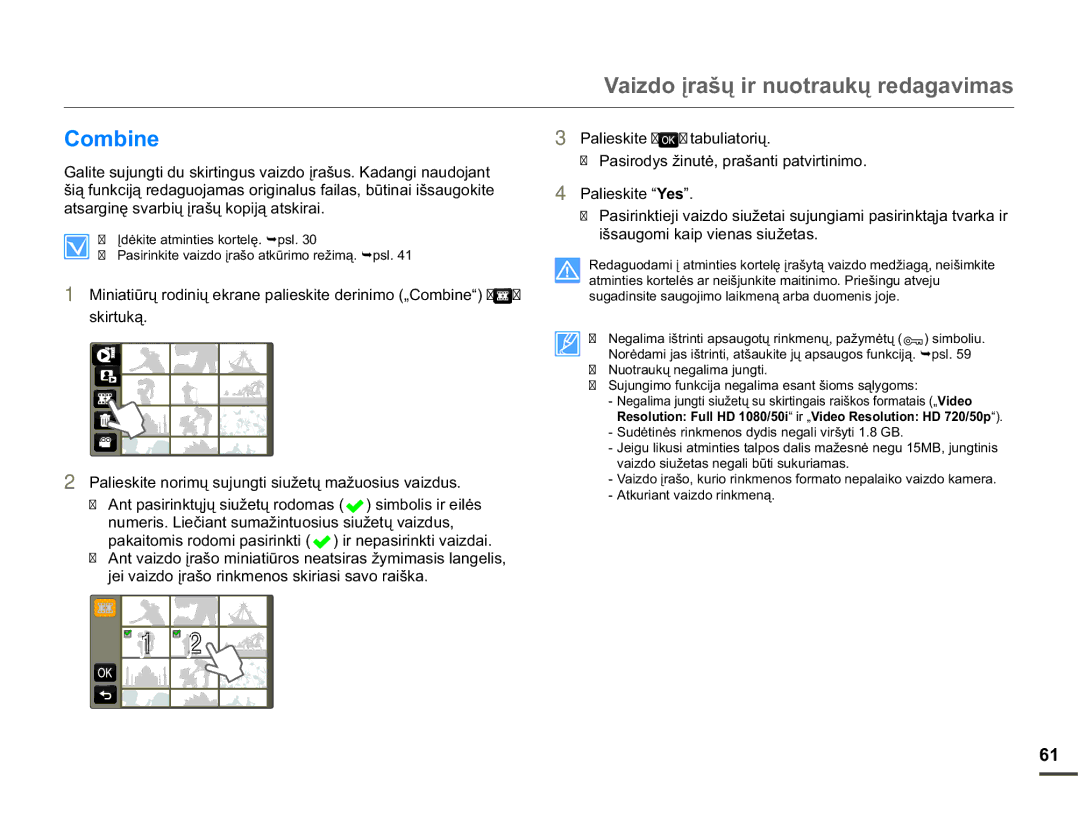 Samsung HMX-Q10BP/EDC manual Rpelqh, DWVDUJLQĊVYDUELǐƳUDãǐNRSLMąDWVNLUDL, LãVDXJRPLNDLSYLHQDVVLXåHWDV 