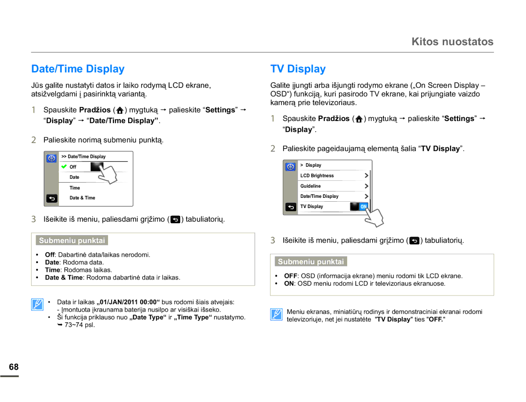 Samsung HMX-Q10BP/EDC manual 79LVSOD, ³LVSOD\ p³DWH7LPHLVSOD\´, NDPHUąSULHWHOHYLRULDXV, ³LVSOD\´ 