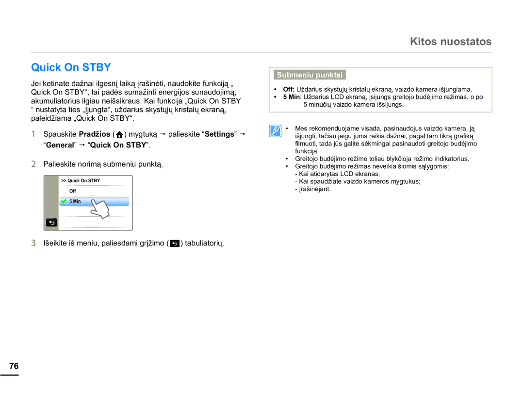 Samsung HMX-Q10BP/EDC manual ³*HQHUDO p³4XLFN2Q67%´, Ixqnflmd, .DlDwlgdu\Wdv/&Hnudqdv 