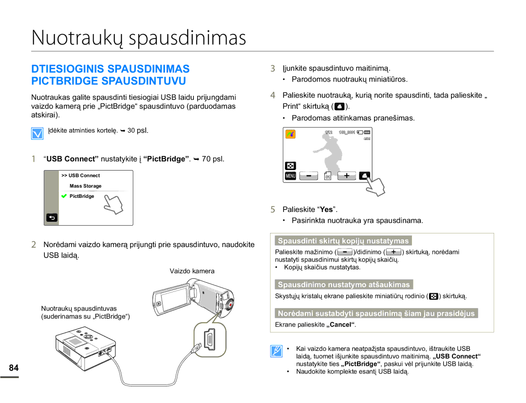 Samsung HMX-Q10BP/EDC manual Nuotraukų spausdinimas, 2*,1,663$86,1,0$6 3,&7%5,*63$86,17898, Dwvnludl 