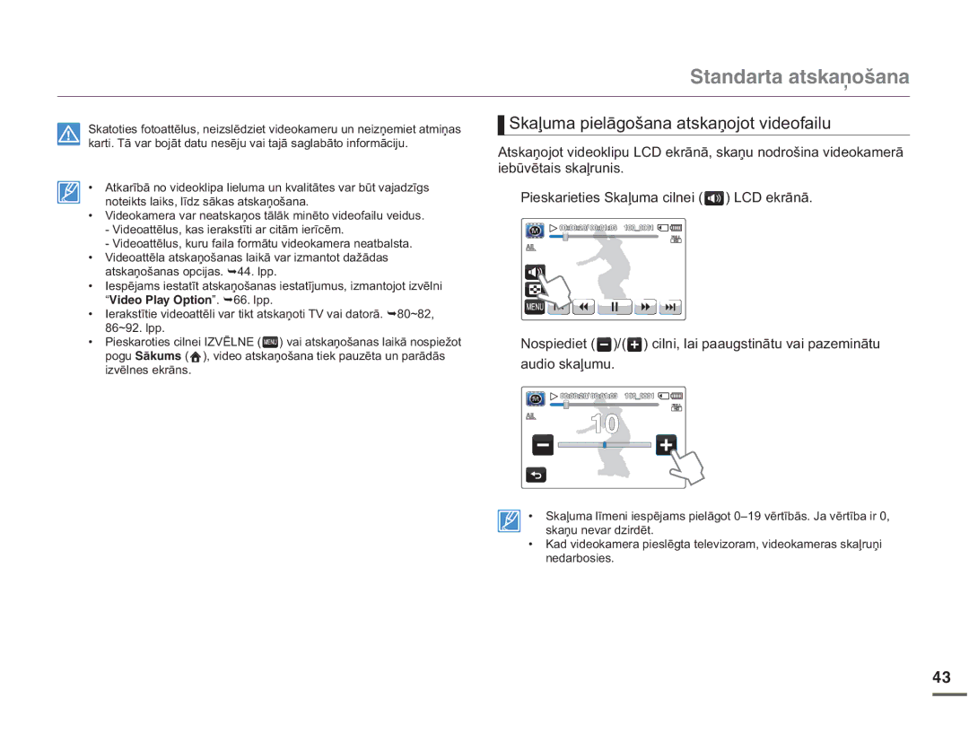 Samsung HMX-Q10BP/EDC manual 6NDƺXPDSLHOƗJRãDQDDWVNDƼRMRWYLGHRIDLOX, 3LHVNDULHWLHV6NDƺXPDFLOQHL /&HNUƗQƗ 