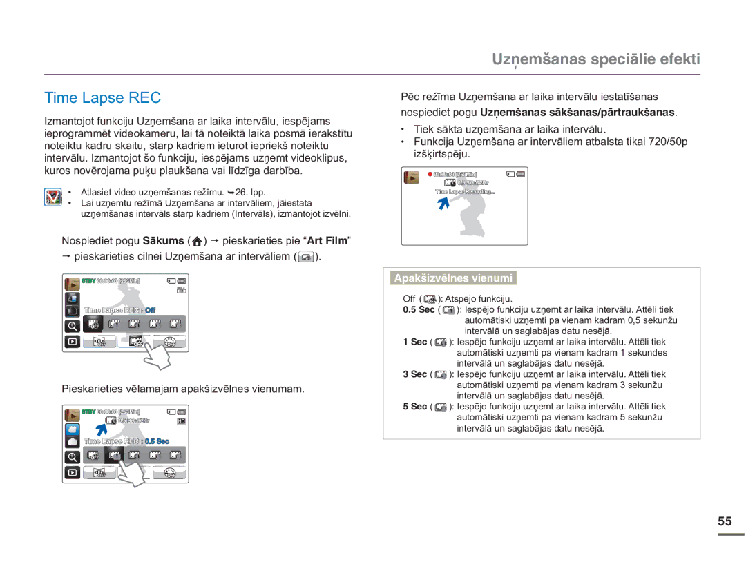 Samsung HMX-Q10BP/EDC manual 7LPH/DSVH5, 7LHNVƗNWDXƼHPãDQDDUODLNDLQWHUYƗOX, LãƷLUWVSƝMX 