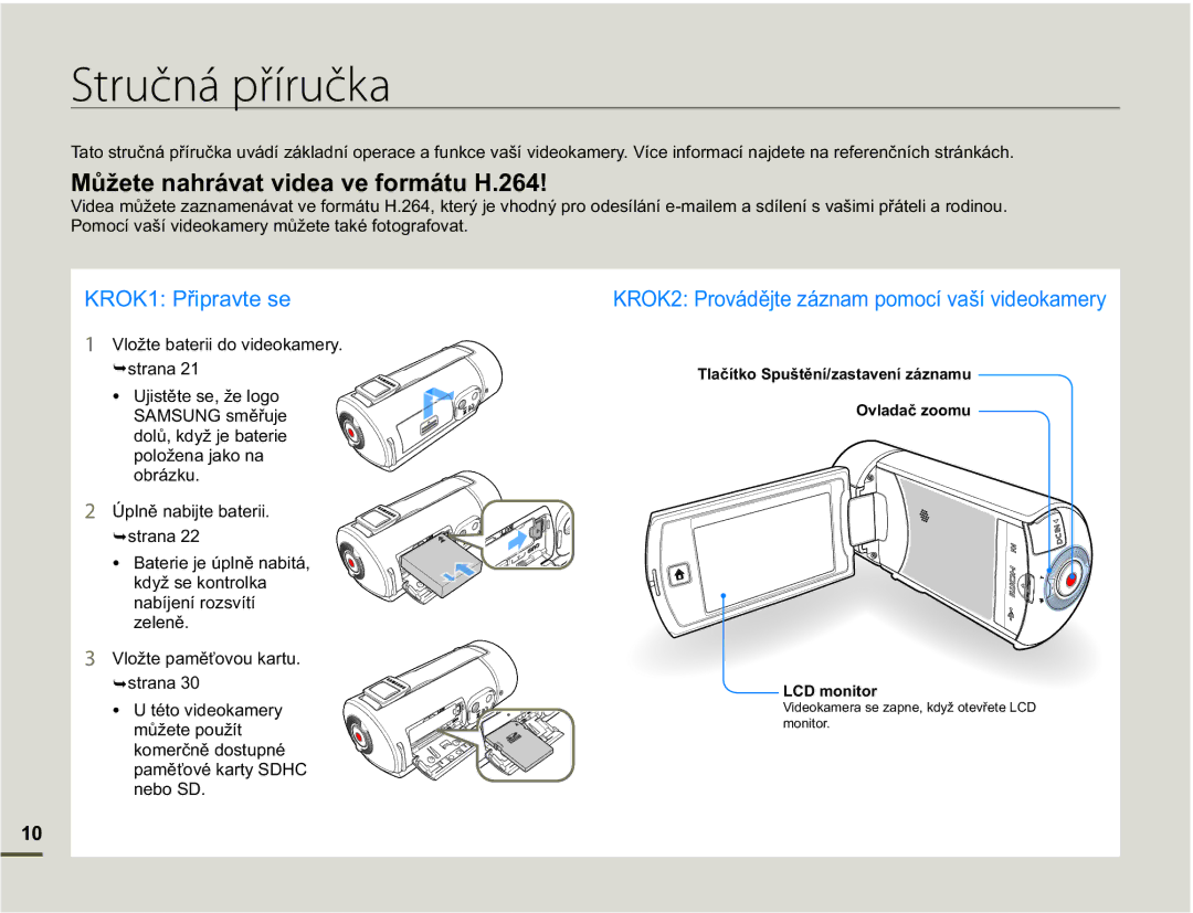 Samsung HMX-Q10TP/EDC, HMX-Q10BP/EDC manual Stručná příručka, ÒsoqčQdelmwhEdwhull, ¬Vwudqd 