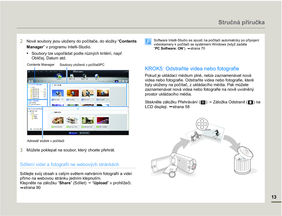 Samsung HMX-Q10BP/EDC manual 0DQDJHU´YSURJUDPX,QWHOOL6WXGLR, O\XORåHQ\QDSRþtWDþXNOiGDFtKRPpGLD3DNPĤåHWH 