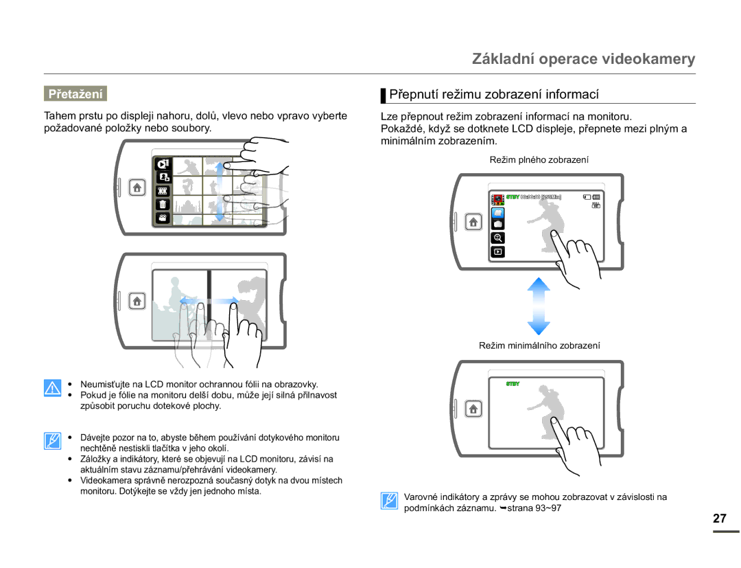 Samsung HMX-Q10BP/EDC, HMX-Q10TP/EDC manual 3ĜHWDåHQt, SRåDGRYDQpSRORåN\QHERVRXERU\, PLQLPiOQtPREUDHQtP 