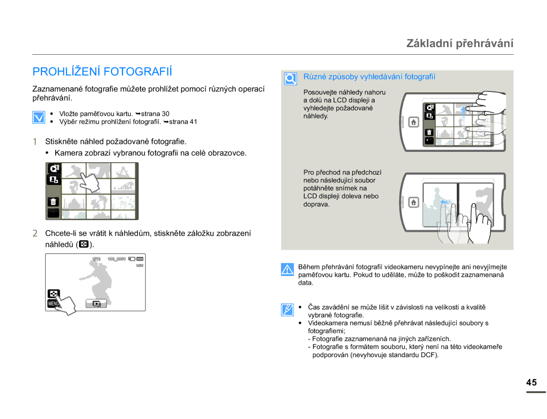 Samsung HMX-Q10BP/EDC manual 352+/Ëä1Ë272*5$,Ë, SĜHKUiYiQt, 6WLVNQČWHQiKOHGSRåDGRYDQpIRWRJUDILH, Irwrjudilhpl 