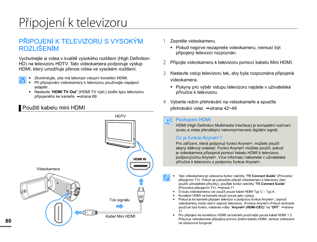 Samsung HMX-Q10TP/EDC manual Připojení k televizoru, 3ě,32-1Ë.7/9,=2586962.é0 52=/,â1Ë0, 3RXåLWtNDEHOXPLQL+0, 