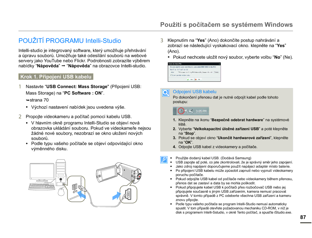 Samsung HMX-Q10BP/EDC manual 328ä,7Ë352*5$08,QWHOOL6WXGLR, URN3ĜLSRMHQt86%NDEHOX, Vrxeruĥ, 2GSRMHQt86%NDEHOX 