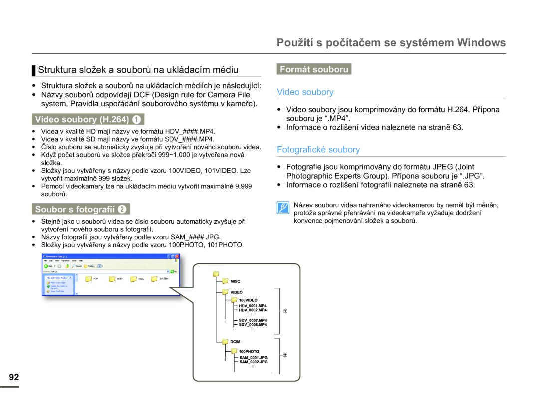 Samsung HMX-Q10TP/EDC 3RXåLWtVSRþtWDþHPVHV\VWpPHPLQGRZV, 6WUXNWXUDVORåHNDVRXERUĤQDXNOiGDFtPPpGLX RUPiWVRXERUX 