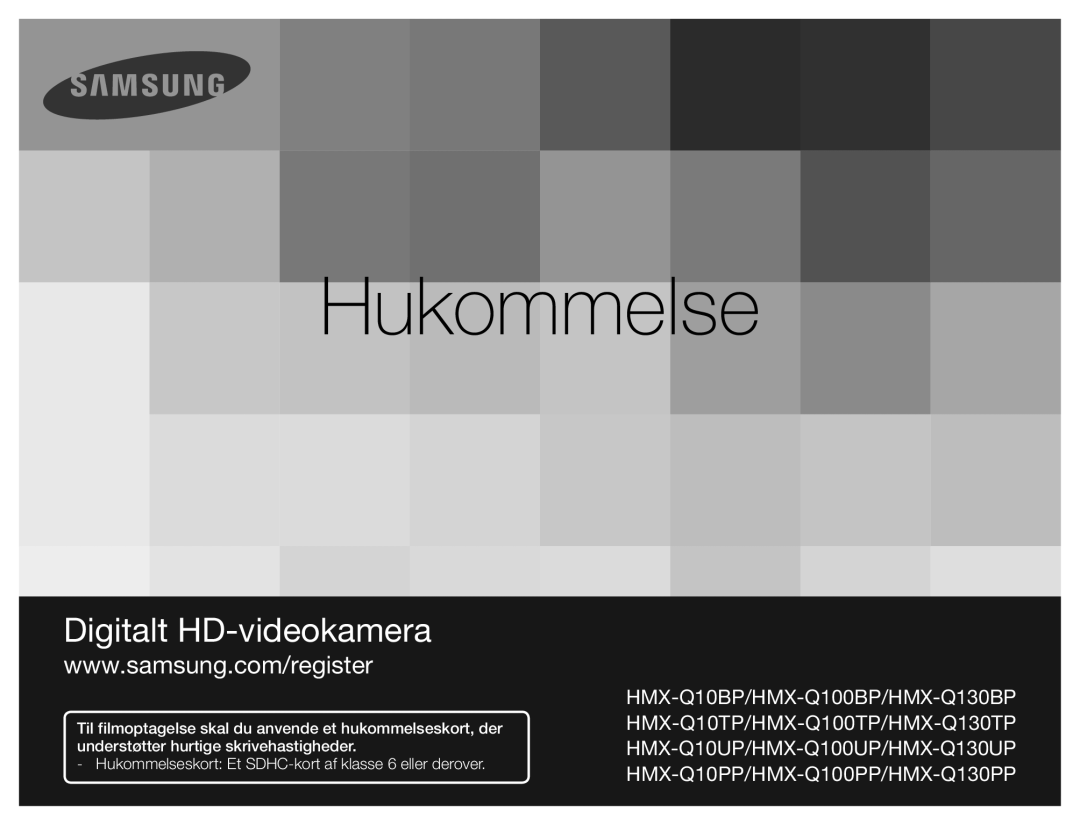 Samsung HMX-Q10PP/EDC, HMX-Q10TP/EDC, HMX-Q10BP/EDC manual Hukommelse 