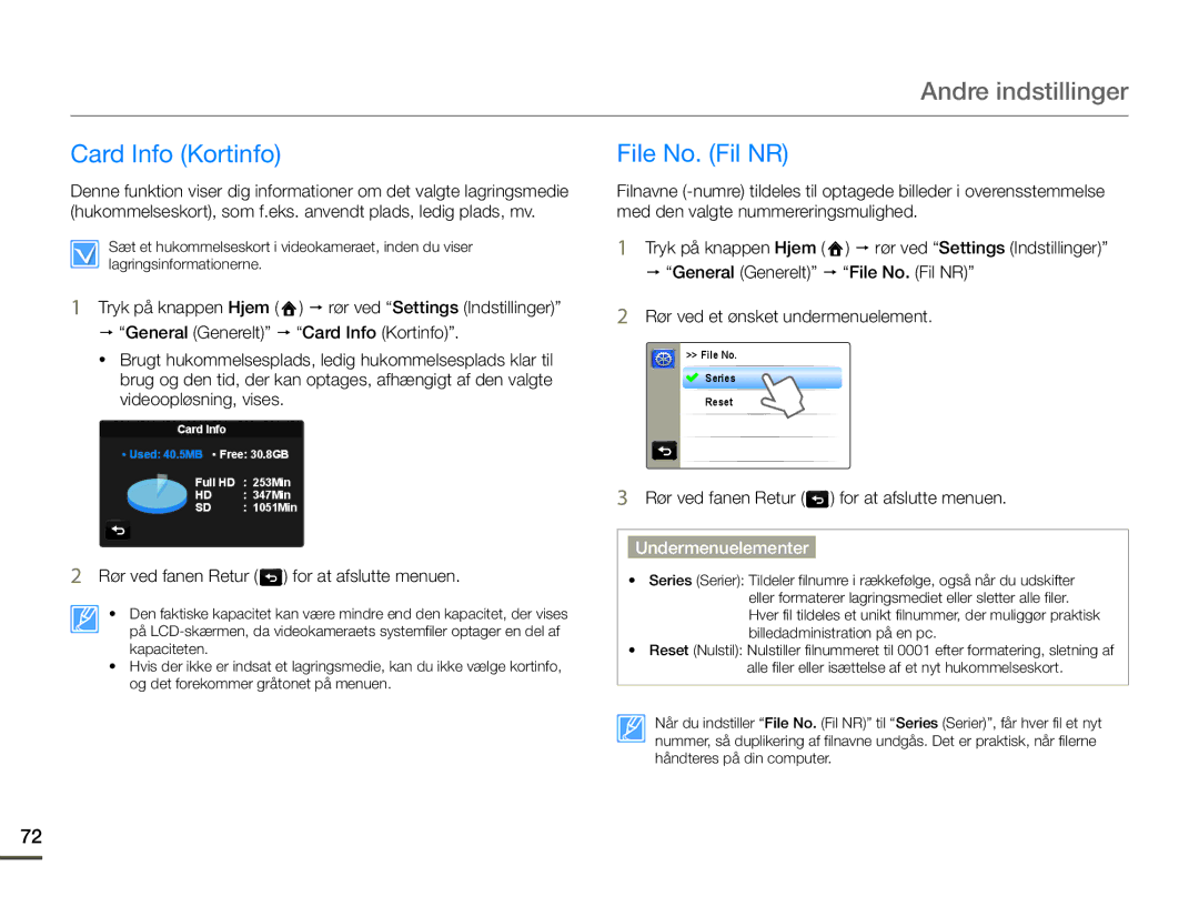 Samsung HMX-Q10TP/EDC, HMX-Q10PP/EDC, HMX-Q10BP/EDC manual Card Info Kortinfo, File No. Fil NR 