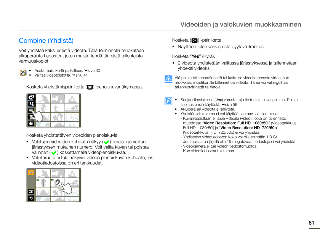 Samsung HMX-Q10PP/EDC, HMX-Q10TP/EDC, HMX-Q10BP/EDC manual  , Combine Yhdistä 