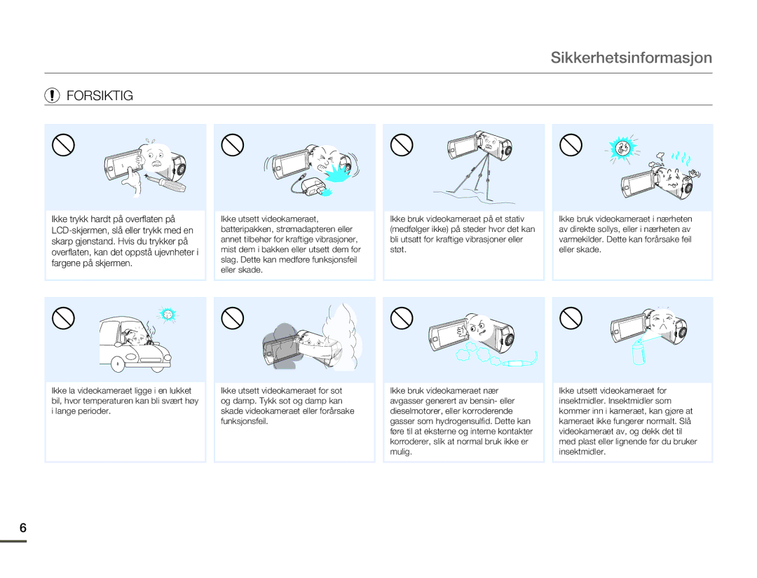 Samsung HMX-Q10TP/EDC, HMX-Q10PP/EDC, HMX-Q10BP/EDC manual Forsiktig 