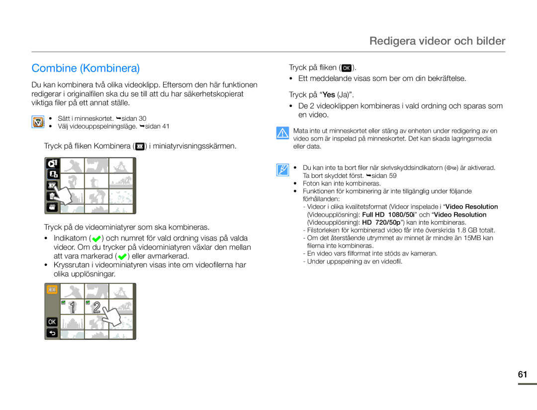 Samsung HMX-Q10PP/EDC, HMX-Q10TP/EDC, HMX-Q10BP/EDC manual  , Combine Kombinera 