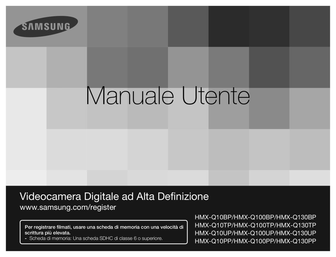 Samsung HMX-Q10UP/EDC, HMX-Q10TP/EDC, HMX-Q10BP/MEA, HMX-Q10BP/EDC, HMX-Q100BP/EDC, HMX-Q100UP/EDC manual Manuale Utente 