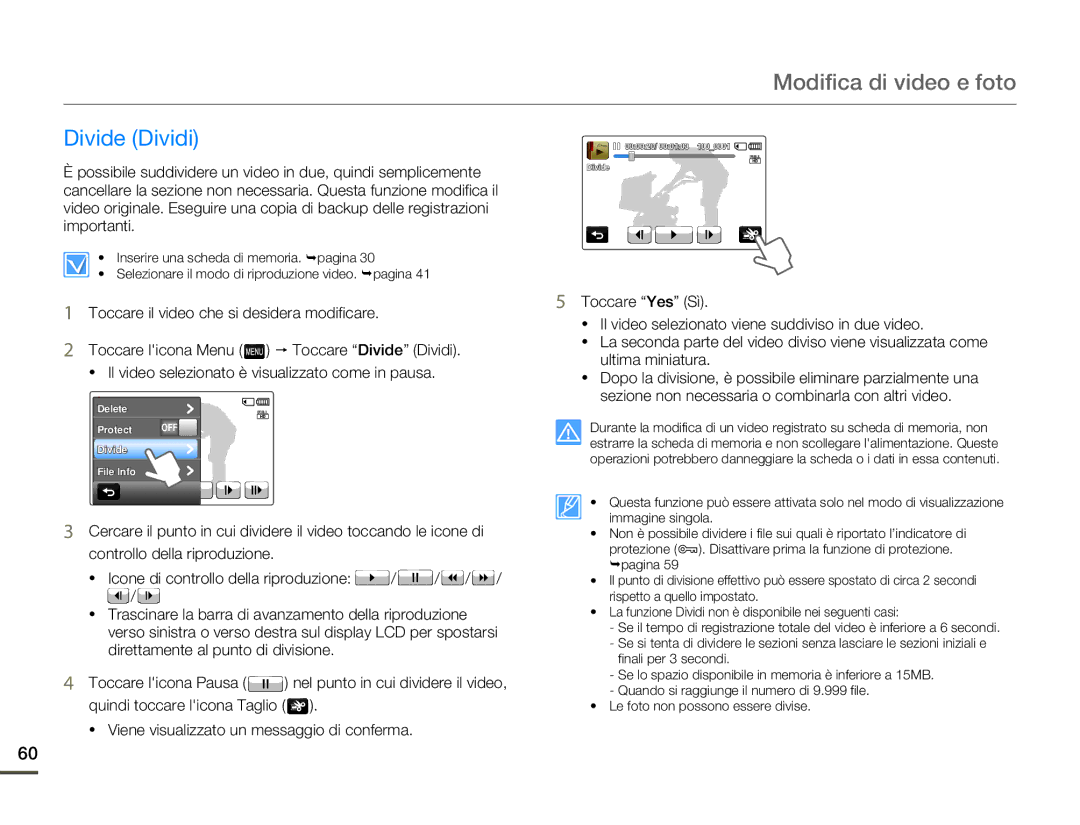 Samsung HMX-Q10TP/EDC, HMX-Q10UP/EDC, HMX-Q10BP/MEA, HMX-Q10BP/EDC, HMX-Q100BP/EDC, HMX-Q100UP/EDC manual Divide Dividi 