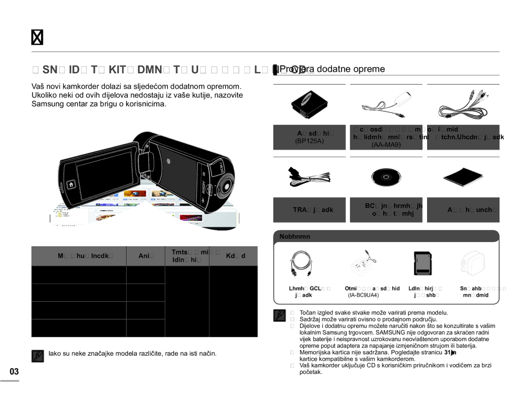 Samsung HMX-Q10UP/EDC, HMX-Q10BP/EDC manual Upoznajte kamkorder, Ī61,7-.,7ê0178#Ī-#/-14&4, 3URYMHUDGRGDWQHRSUHPH 