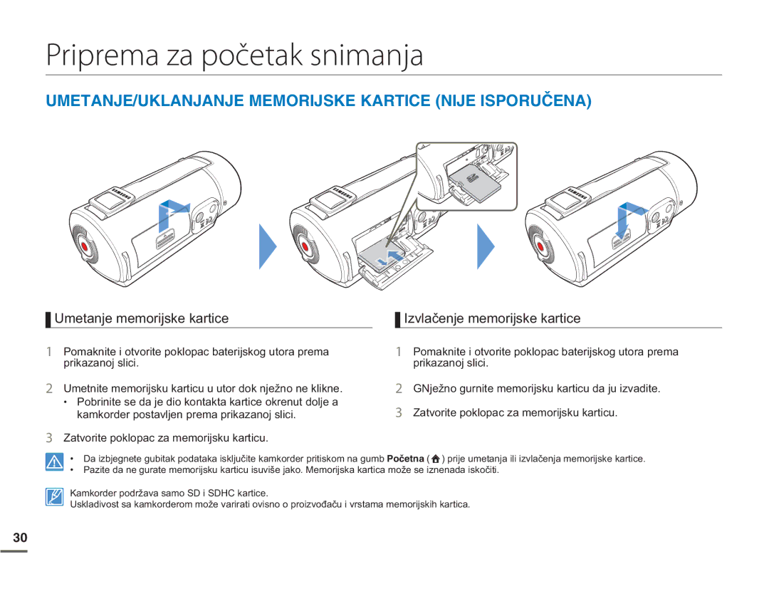 Samsung HMX-Q10UP/EDC, HMX-Q10BP/EDC manual Priprema za početak snimanja, #0,7-.#0,#0,//14+,5--#46+% 0+,+52147ê0# 