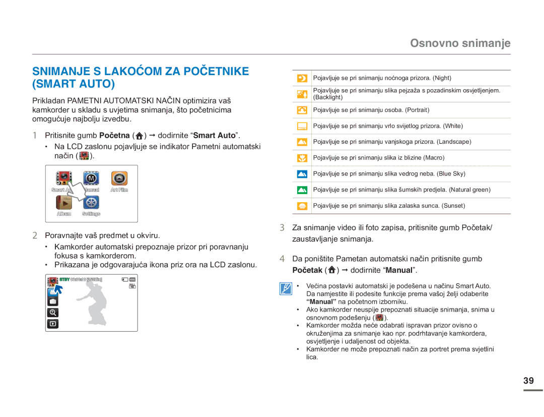 Samsung HMX-Q10BP/EDC manual 50+/#0,5.#-1ç1/#21ê60+- 5/#46#761, 3ULWLVQLWHJXPE2QìGVPC ŠGRGLUQLWH³Smart Auto 