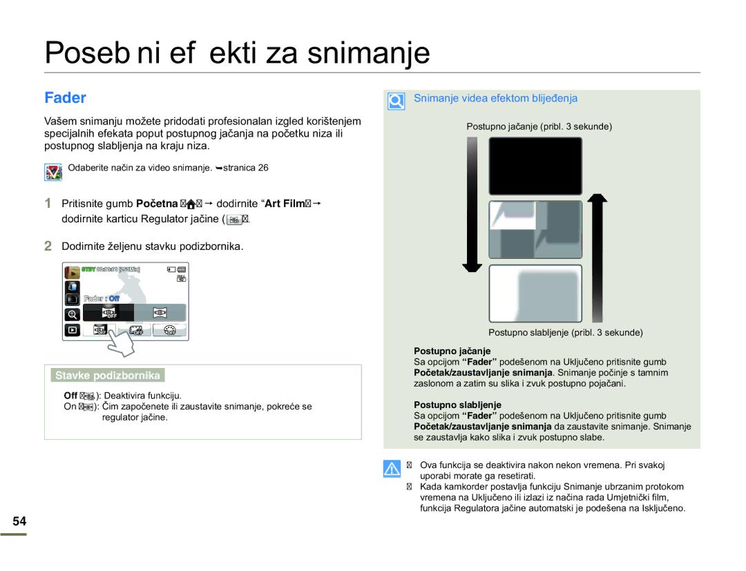 Samsung HMX-Q10UP/EDC manual Posebni efekti za snimanje, Cfgt, SrvwxsqrjVodeomhqmdQdNudmxQld, 2QUVWRPQLCìCPLG 