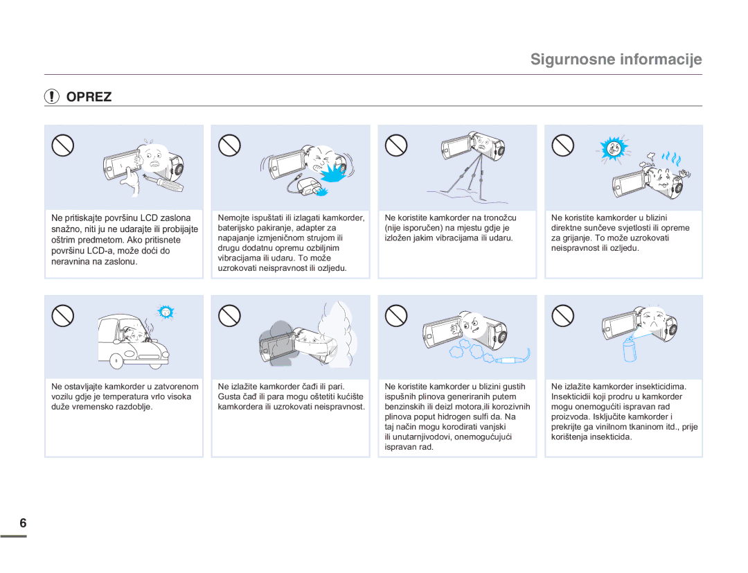 Samsung HMX-Q10UP/EDC manual 5KIWTPQUPGKPHQTOCEKLG, Oprez, GuxjxGrgdwqxRsuhpxRelomqlp, QhlvsudyqrvwLolRomhgx 