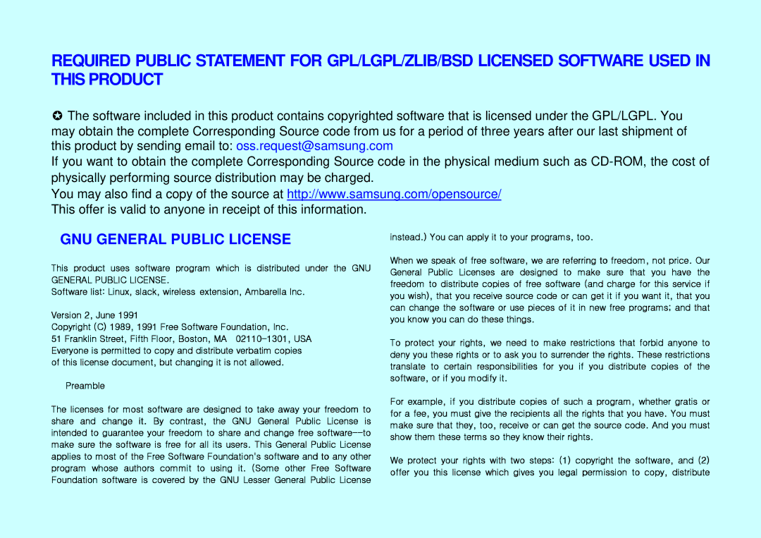 Samsung HMX-QF20BP/EDC, HMX-Q200BP/EDC manual GNU General Public License, Instead. You can apply it to your programs, too 