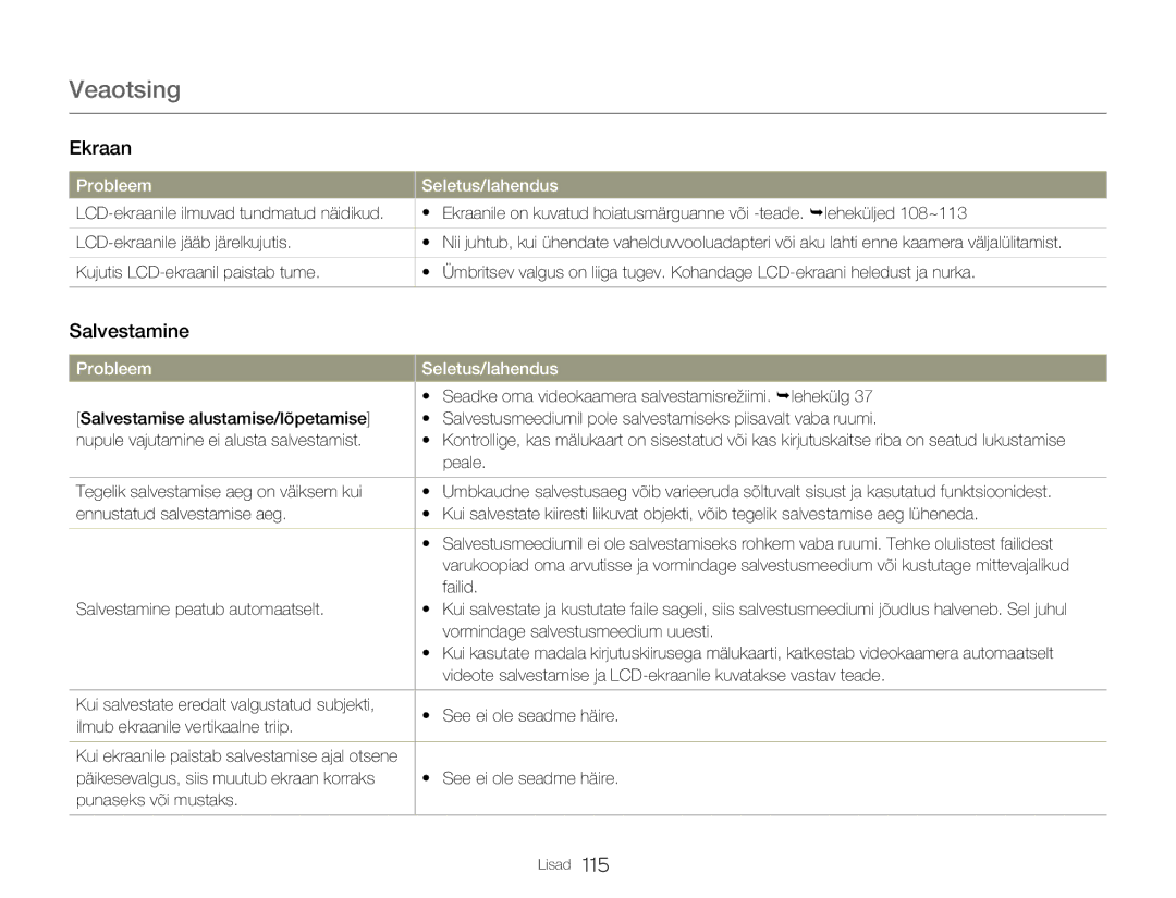 Samsung HMX-Q20BP/EDC manual Peale, Tegelik salvestamise aeg on väiksem kui, Failid, Salvestamine peatub automaatselt 