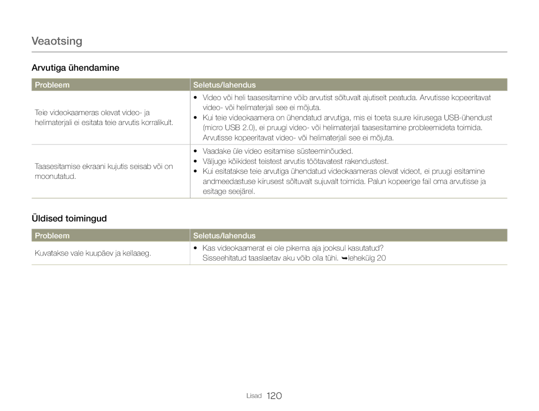 Samsung HMX-Q20BP/EDC manual Üldised toimingud, Vaadake üle video esitamise süsteeminõuded, Moonutatud, Esitage seejärel 