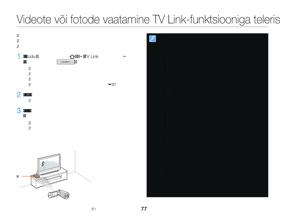 Samsung HMX-Q20BP/EDC Ühendage oma teler AP-seadme kaudu WLANiga, Lisateavet vaadake oma televiisori kasutusjuhendist 