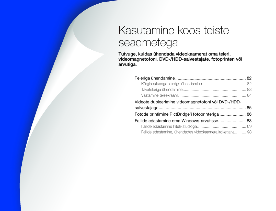 Samsung HMX-Q20BP/EDC manual Kasutamine koos teiste Seadmetega, Videote dubleerimine videomagnetofoni või DVD-/HDD 