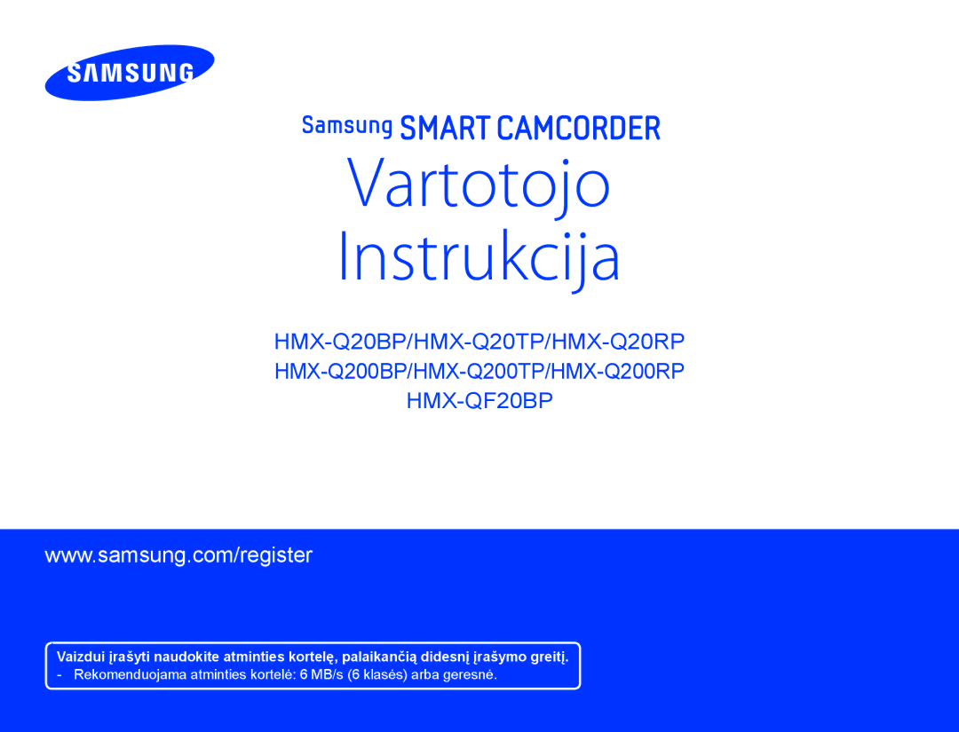 Samsung HMX-Q20BP/EDC manual Vartotojo Instrukcija 