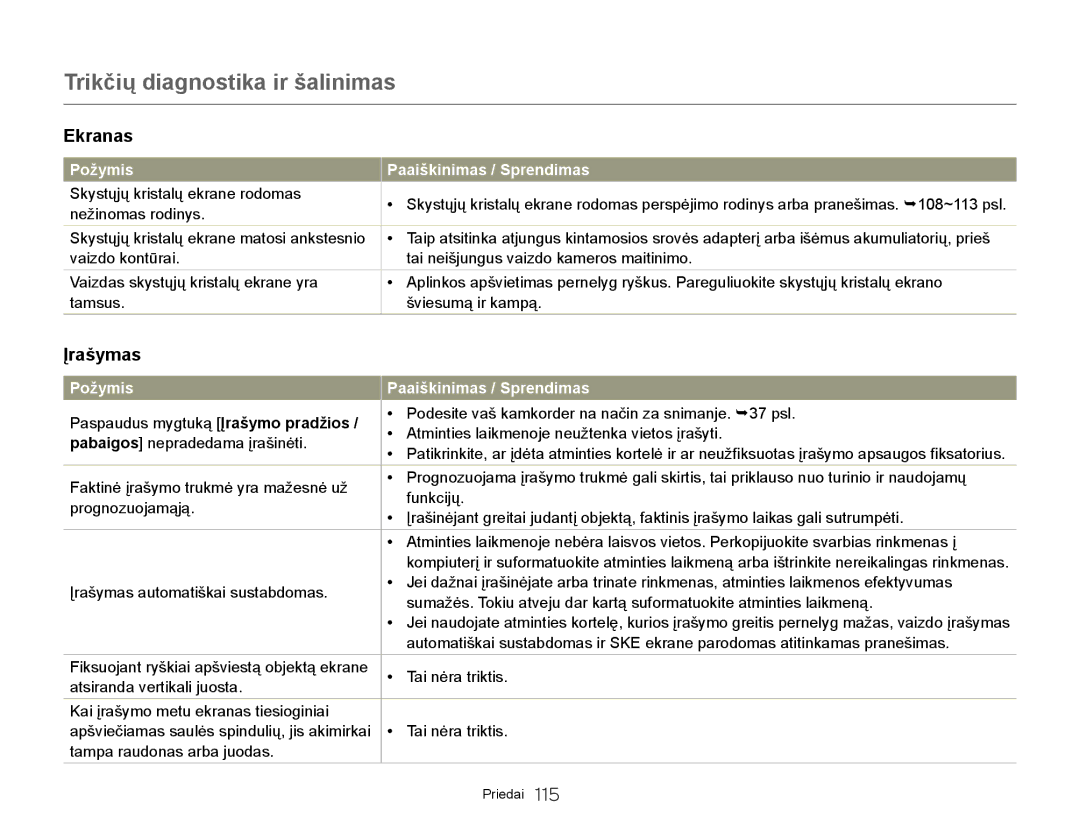 Samsung HMX-Q20BP/EDC manual Įrašymas 