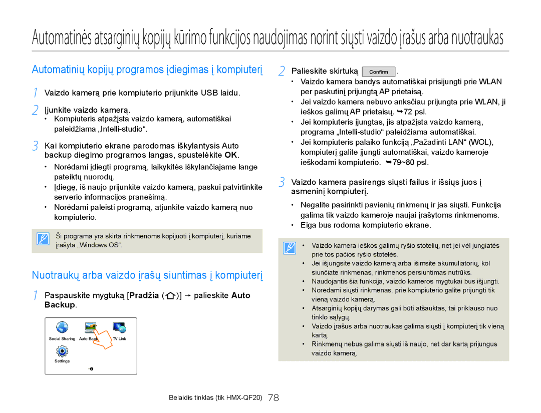 Samsung HMX-Q20BP/EDC manual Nuotraukų arba vaizdo įrašų siuntimas į kompiuterį 