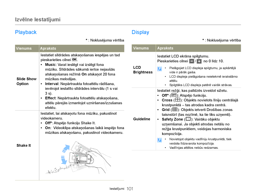 Samsung HMX-Q20BP/EDC manual Display, Slide Show, Brightness, Guideline 