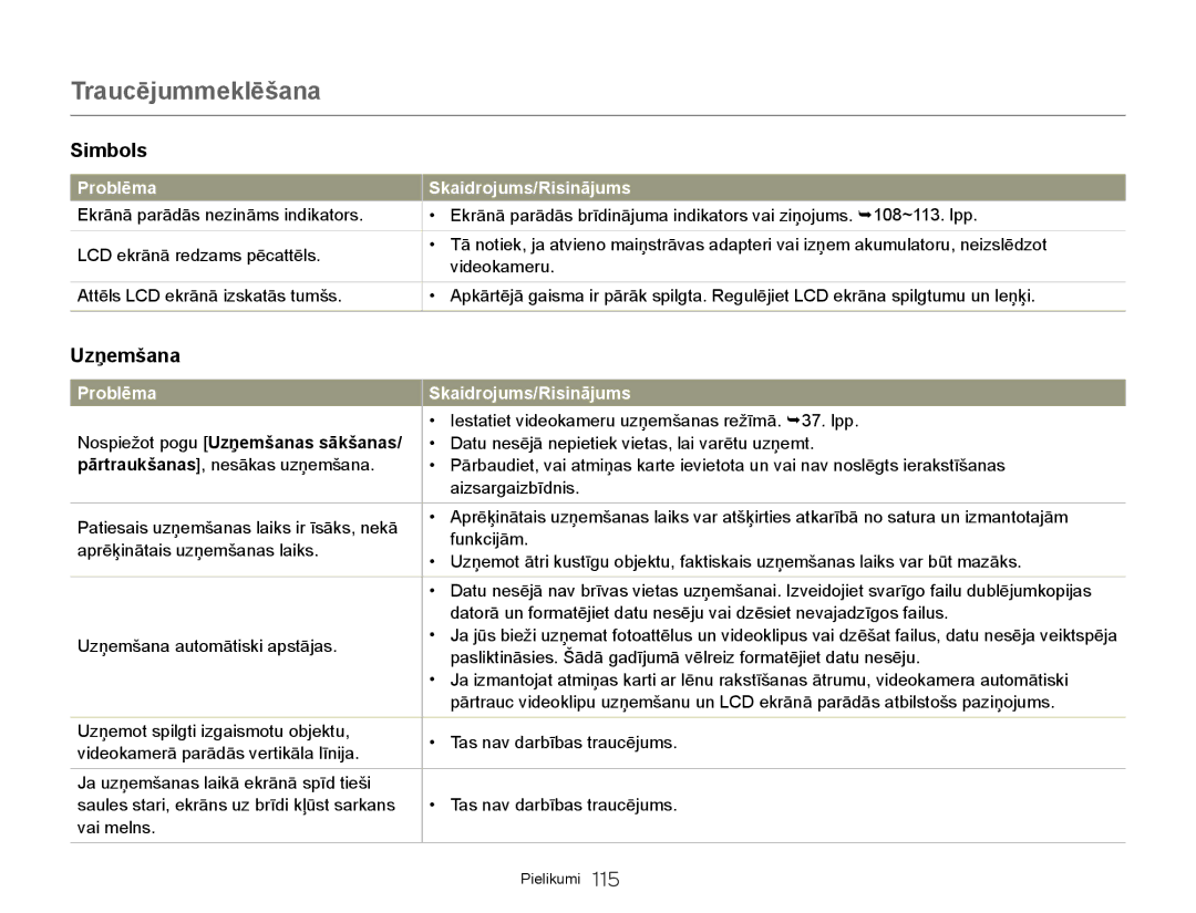 Samsung HMX-Q20BP/EDC manual Nospiežot pogu Uzņemšanas sākšanas, Iestatiet videokameru uzņemšanas režīmā. ¬37. lpp 