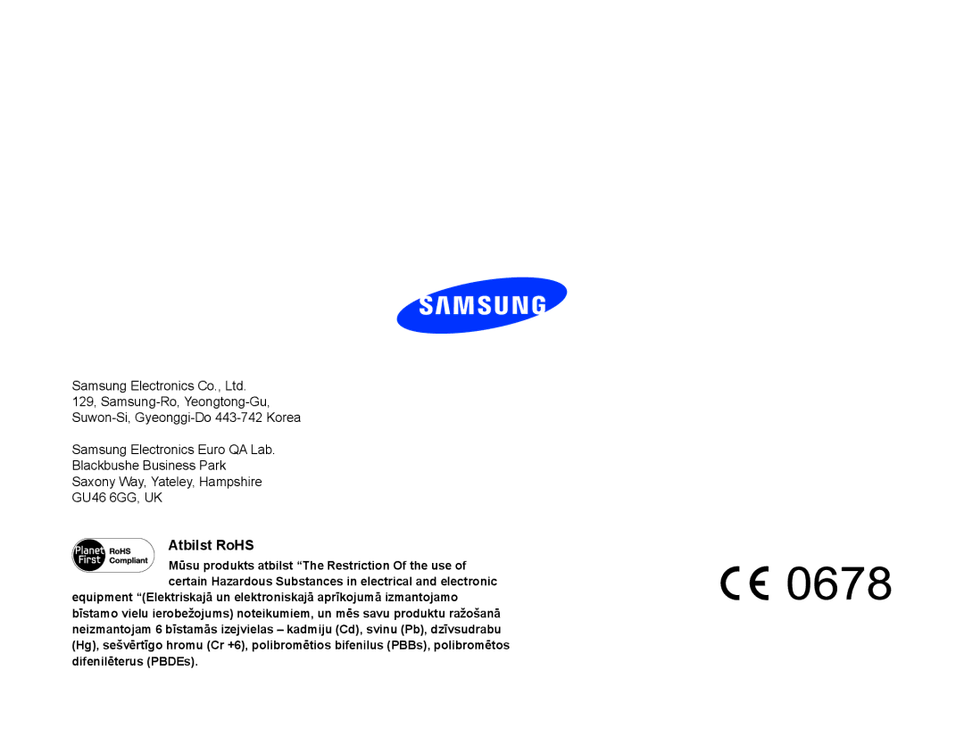 Samsung HMX-Q20BP/EDC manual Atbilst RoHS 