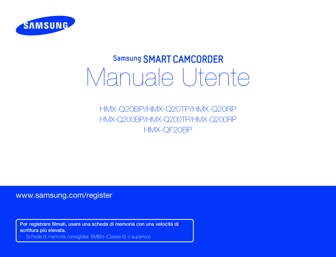 Samsung HMX-Q20BP/EDC, HMX-QF20BP/EDC, HMX-Q20BP/MEA manual Manuale Utente 