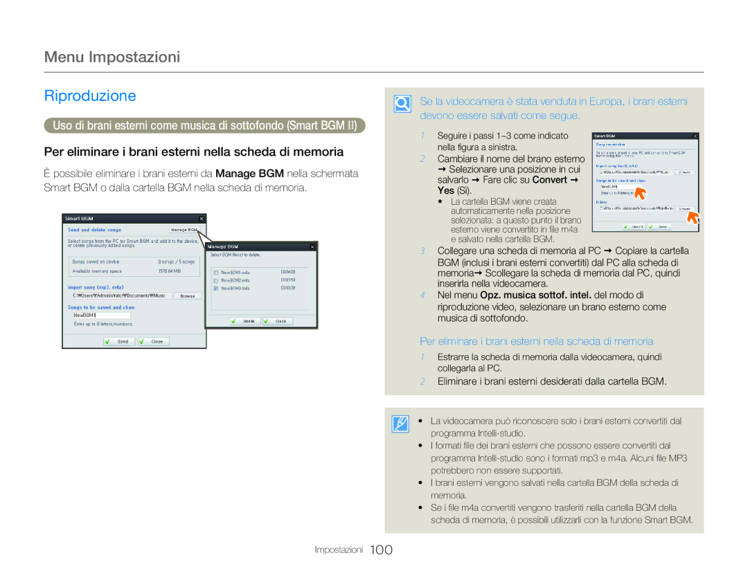 Samsung HMX-Q20BP/EDC, HMX-QF20BP/EDC, HMX-Q20BP/MEA manual Per eliminare i brani esterni nella scheda di memoria 