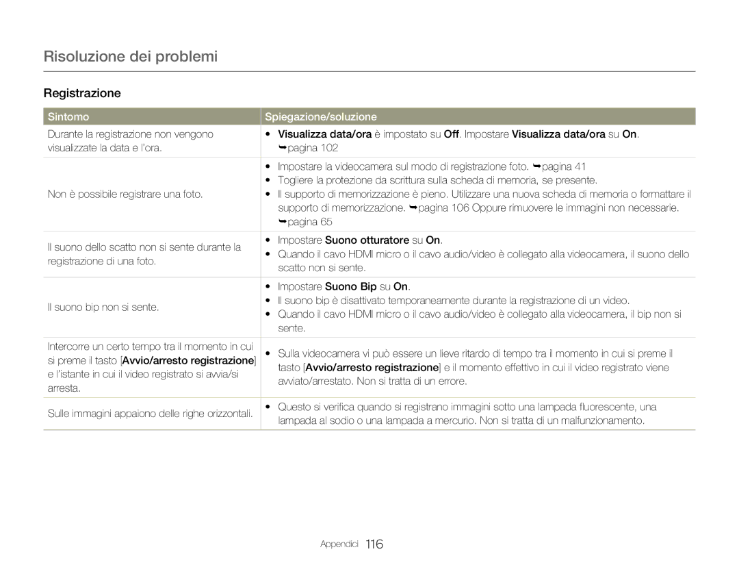 Samsung HMX-Q20BP/MEA manual Registrazione di una foto, Scatto non si sente, Impostare Suono Bip su On, Sente, Arresta 