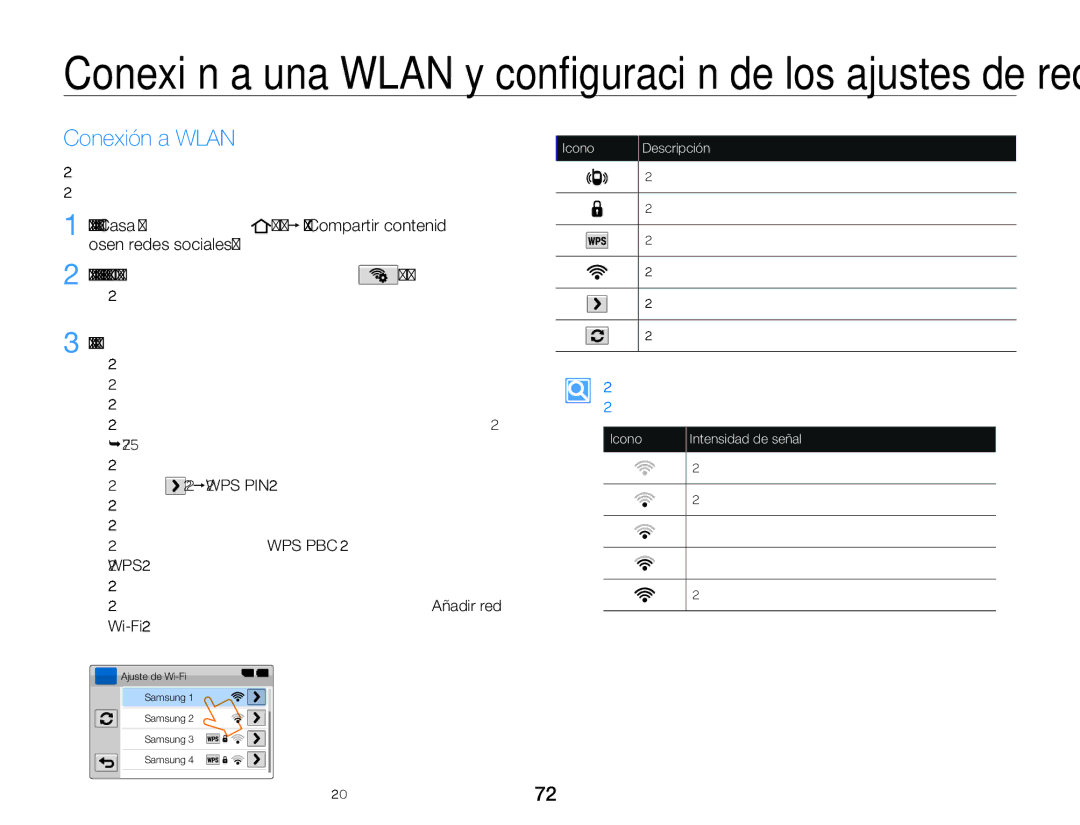 Samsung HMX-QF20BP/EDC, HMX-Q20BP/EDC manual Conexión a Wlan, Toque un PA 