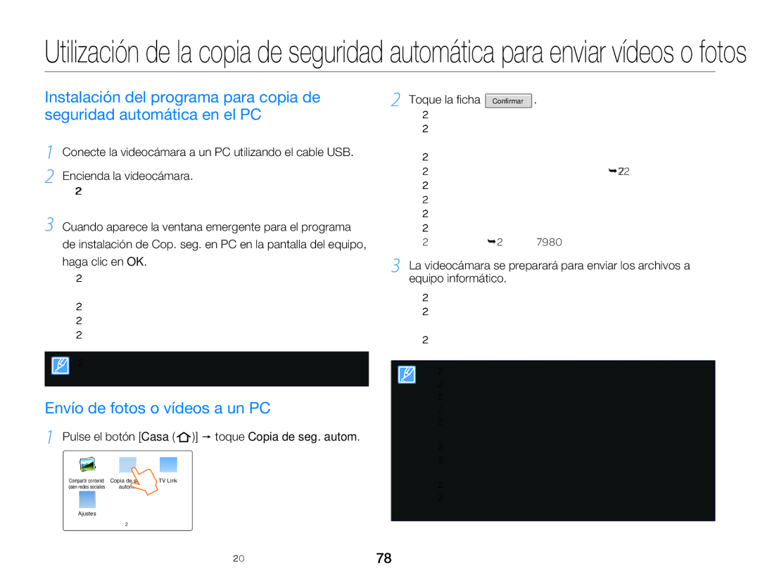 Samsung HMX-QF20BP/EDC, HMX-Q20BP/EDC manual Envío de fotos o vídeos a un PC, Toque la ficha Confirmar 